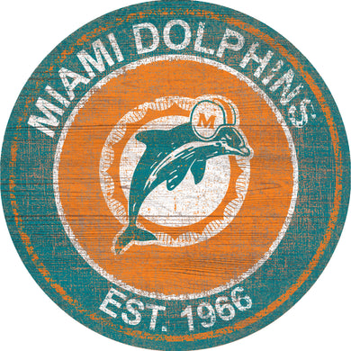 Miami Dolphins Heritage Logo Round Sign - 24