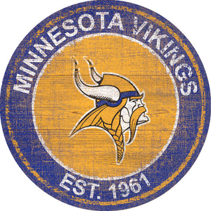 Minnesota Vikings Heritage Logo Round Sign - 24"
