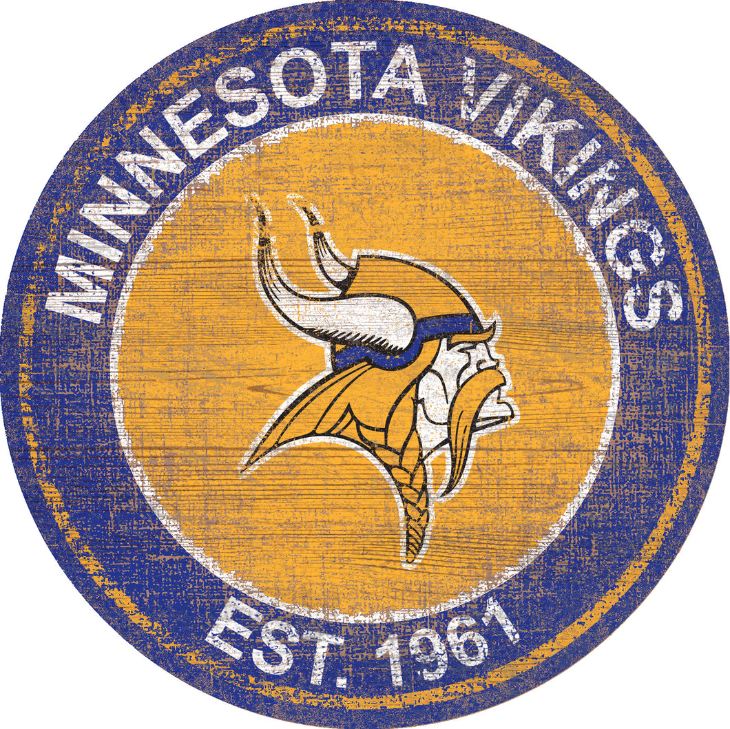 Minnesota Vikings Heritage Logo Round Sign - 24