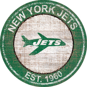 New York Jets Heritage Logo Round Sign - 24"