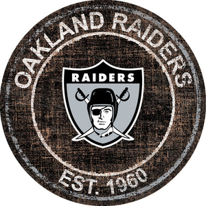 Oakland Raiders Heritage Logo Round Sign - 24"