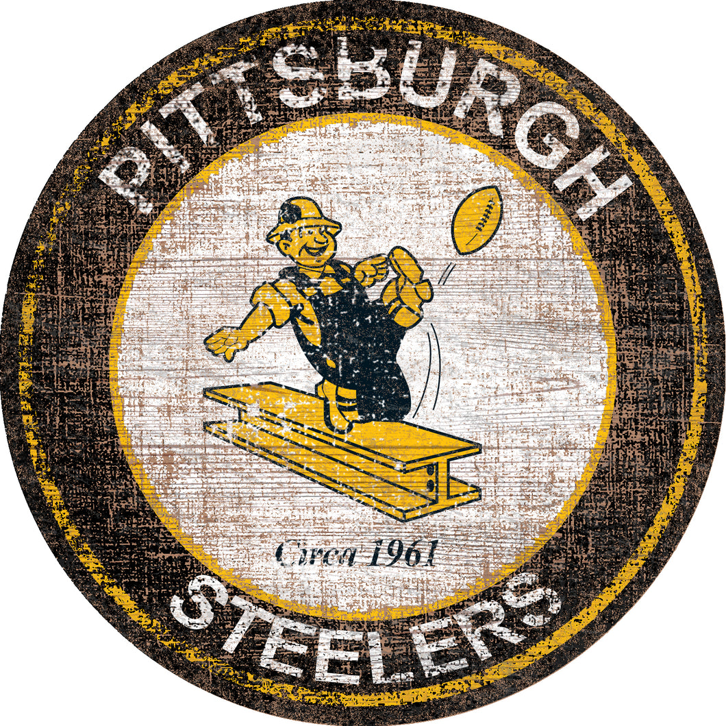 Pittsburgh Steelers Heritage Logo Round Sign - 24