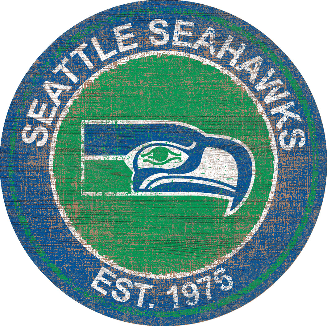 Seattle Seahawks Heritage Logo Round Sign - 24