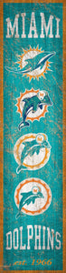 Miami Dolphins  Heritage Banner Vertical Sign - 6"x24"