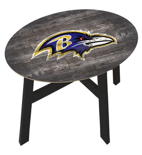 Baltimore Ravens Distressed Wood Side Table