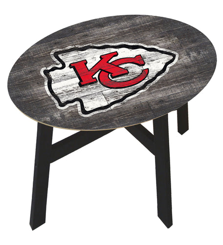 Kansas City Chiefs Distressed Wood Side Table