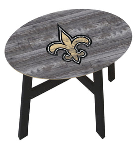 New Orleans Saints Distressed Wood Side Table