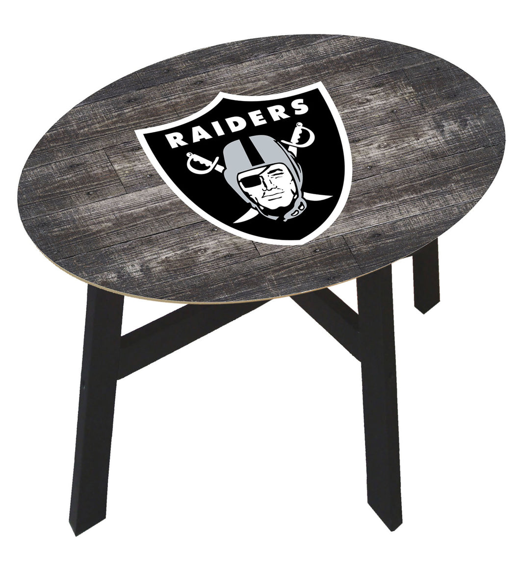 Las Vegas Raiders Distressed Wood Side Table