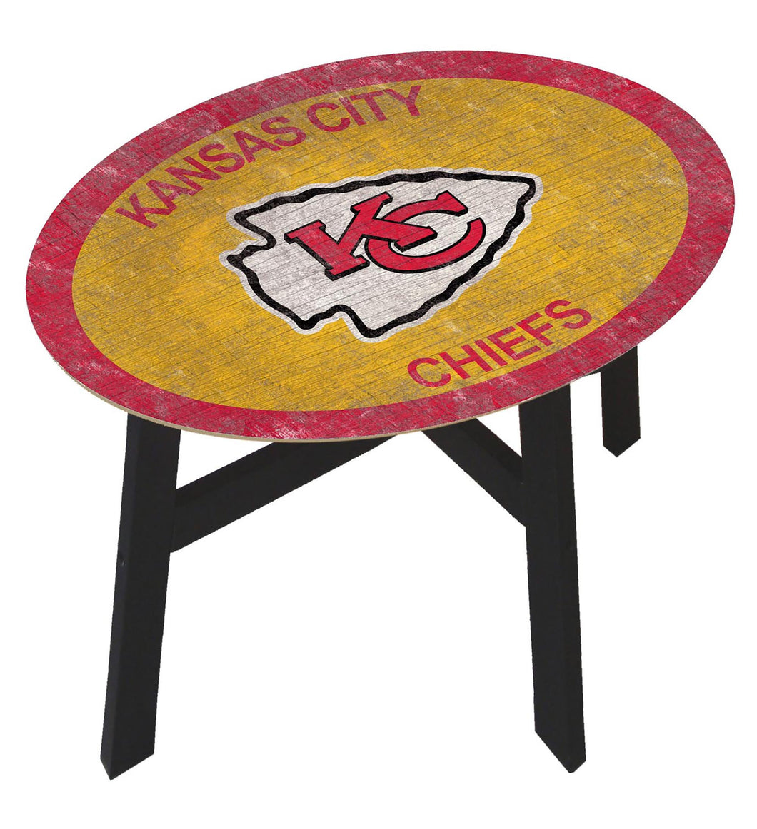 Kansas City Chiefs Team Color Wood Side Table