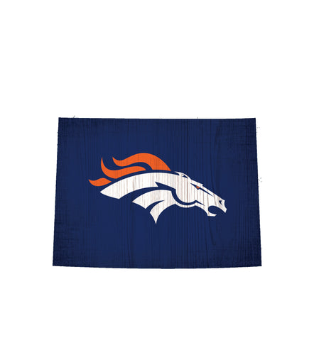 Denver Broncos State Wood Sign