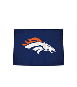 Denver Broncos State Wood Sign