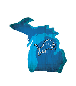 Detroit Lions State Wood Sign