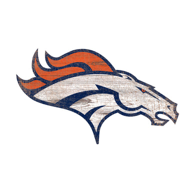 Denver Broncos Distressed Logo Cutout Sign
