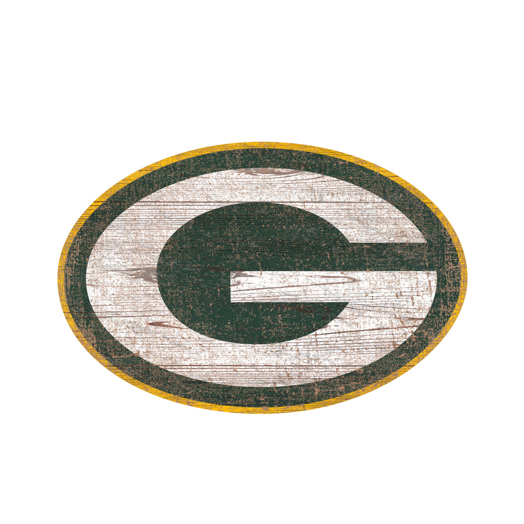 Green Bay Packers Distressed Logo Cutout Sign