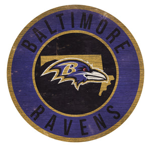 Baltimore Ravens Circle State Sign - 12"