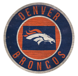 Denver Broncos Circle State Sign - 12"