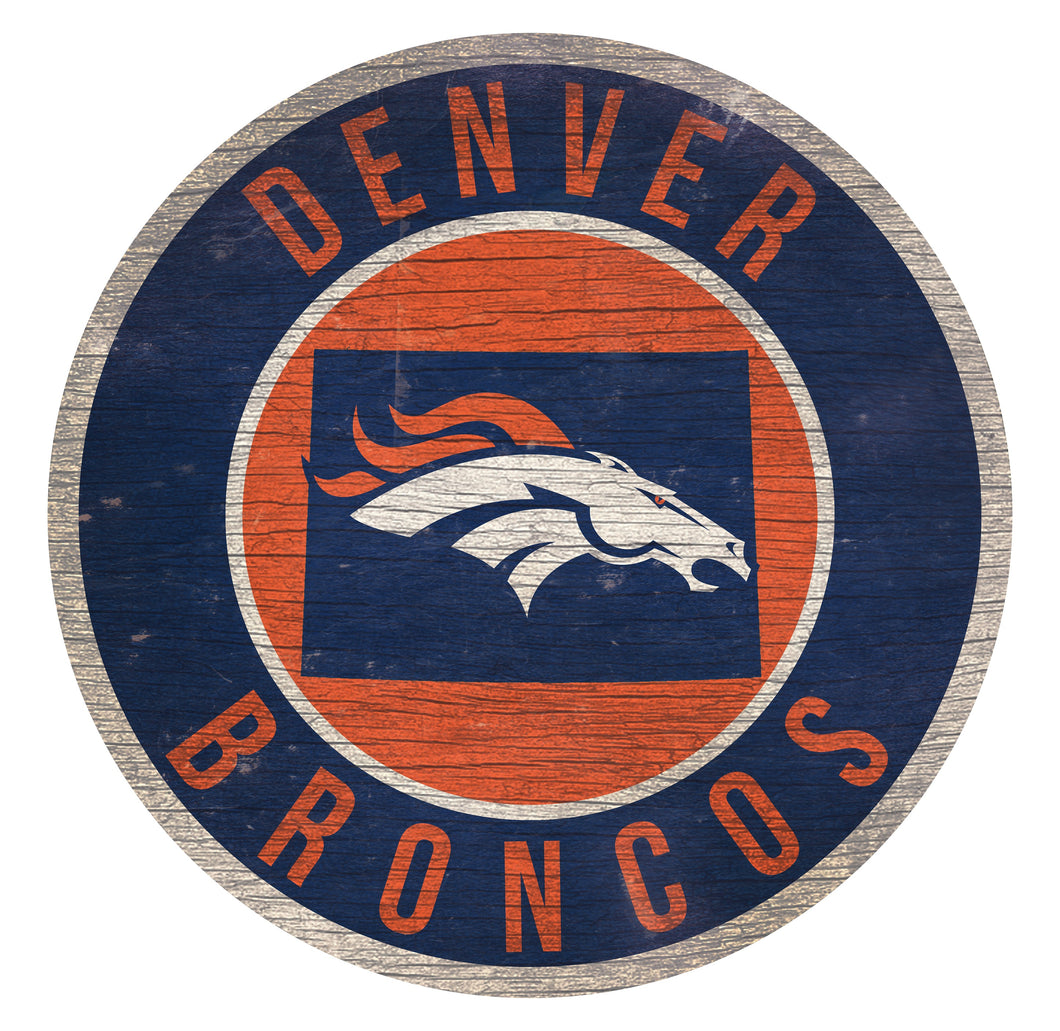 Denver Broncos Circle State Sign - 12