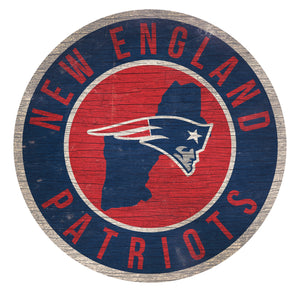 New England Patriots Circle State Sign - 12"