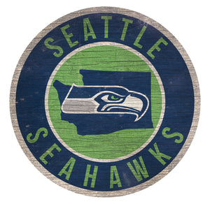 Seattle Seahawks Circle State Sign - 12"