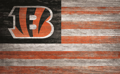 Cincinnati Bengals Distressed Flag Sign - 11