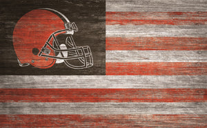 Cleveland Browns Distressed Flag Sign - 11"x19"