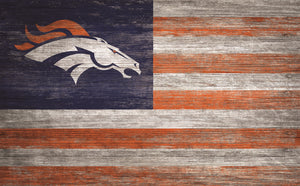Denver Broncos Distressed Flag Sign - 11"x19"