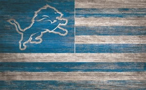 Detroit Lions Distressed Flag Sign - 11"x19"