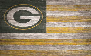 Green Bay Packers Distressed Flag Sign - 11"x19"