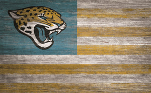 Jacksonville Jaguars Distressed Flag Sign - 11"x19"