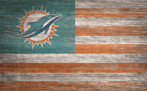 Miami Dolphins Distressed Flag Sign - 11"x19"