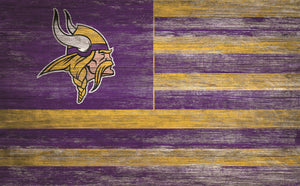 Minnesota Vikings Distressed Flag Sign - 11"x19"