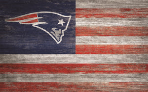 New England Patriots Distressed Flag Sign - 11"x19"