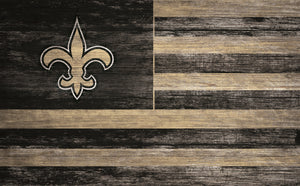 New Orleans Saints Distressed Flag Sign - 11"x19"
