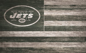 New York Jets Distressed Flag Sign - 11"x19"