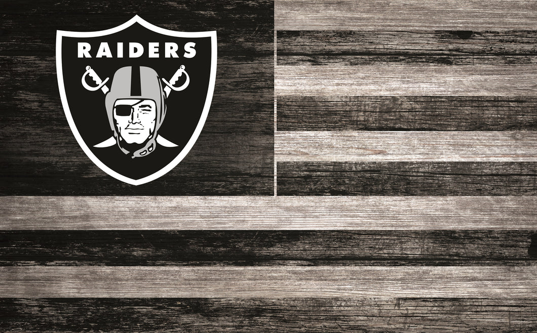Oakland Raiders Distressed Flag Sign - 11