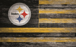 Pittsburgh Steelers Distressed Flag Sign - 11"x19"