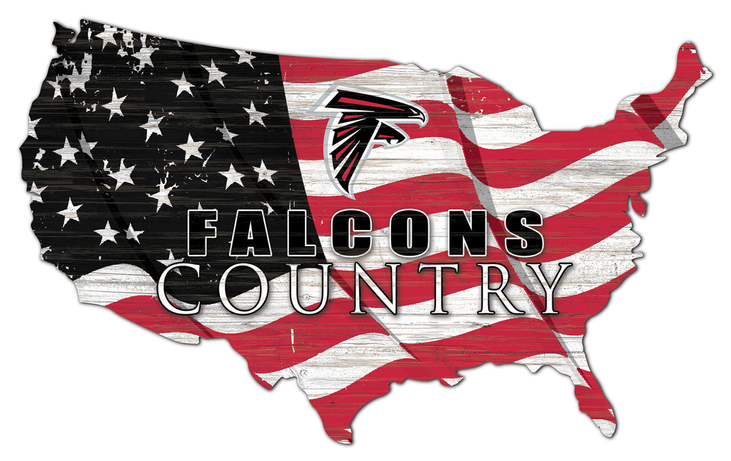 Atlanta Falcons USA Shape Flag Cutout