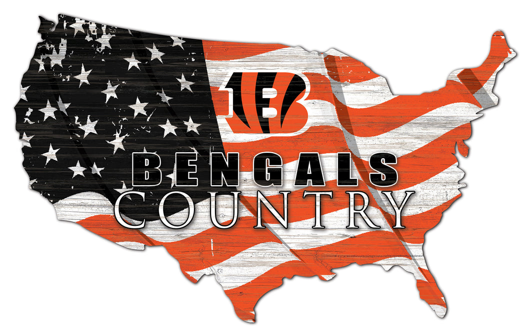 Cincinnati Bengals USA Shape Flag Cutout