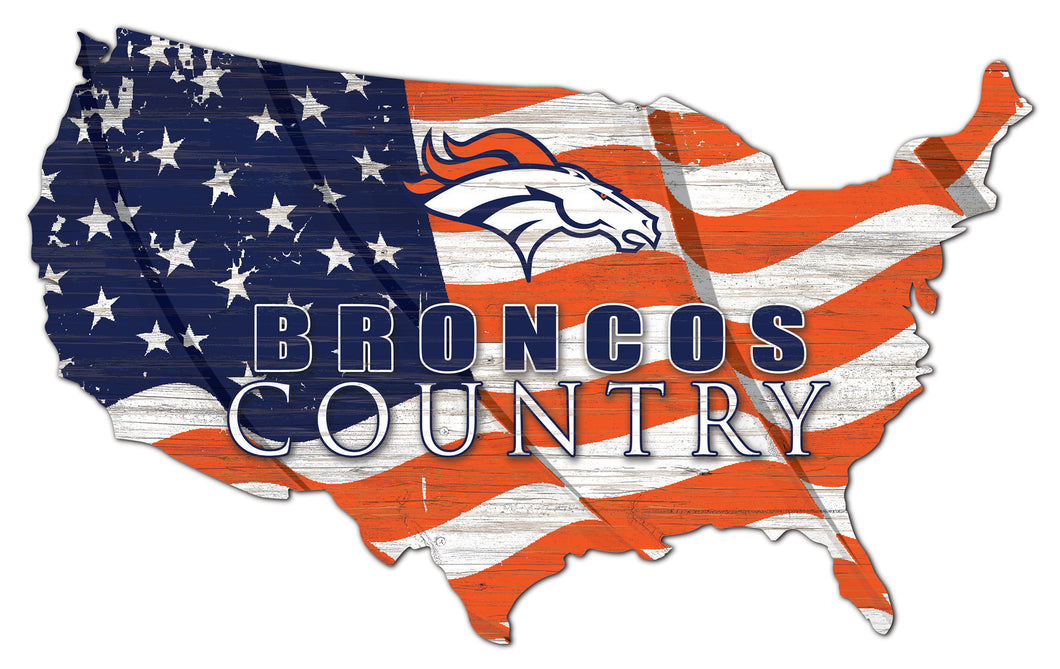 Denver Broncos USA Shape Flag Cutout