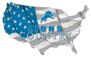 Detroit Lions USA Shape Flag Cutout
