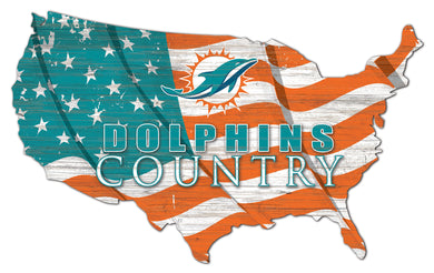 Miami Dolphins USA Shape Flag Cutout