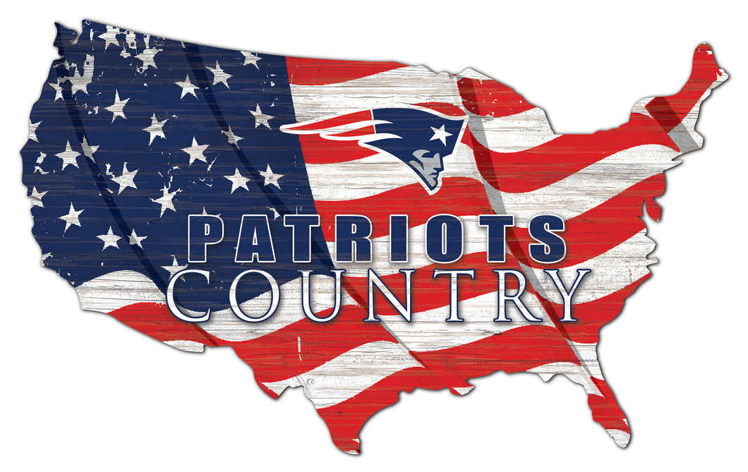 New England Patriots USA Shape Flag Cutout