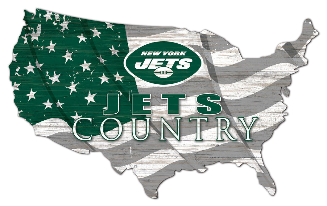 New York Jets USA Shape Flag Cutout