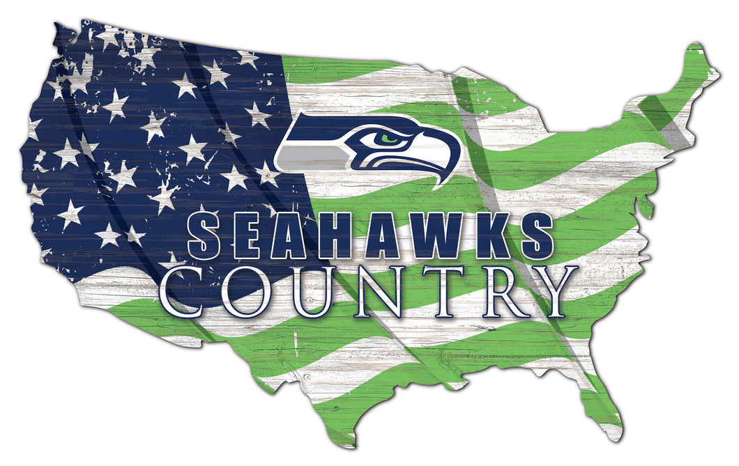 Seattle Seahawks USA Shape Flag Cutout