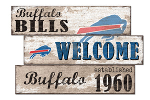 Buffalo Bills Welcome 3 Plank Wood Sign