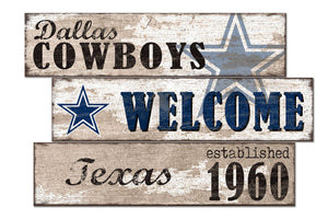 Dallas Cowboys Welcome 3 Plank Wood Sign