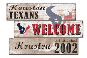 Houston Texans Welcome 3 Plank Wood Sign