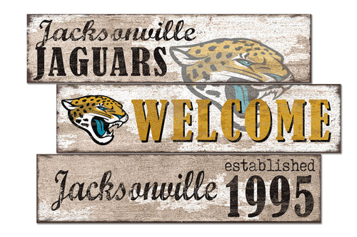 Jacksonville Jaguars Welcome 3 Plank Wood Sign