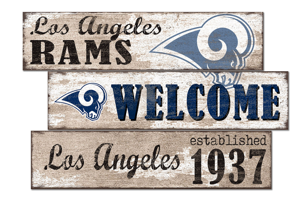 Los Angeles Rams Welcome 3 Plank Wood Sign