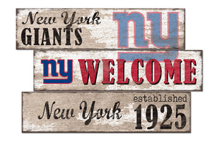 New York Giants Welcome 3 Plank Wood Sign